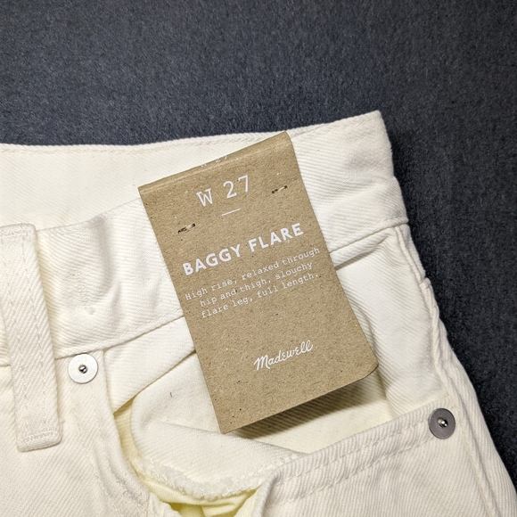 Madewell Women's Cream White Baggy Flare Jeans W27 Size - Picture 12 of 14